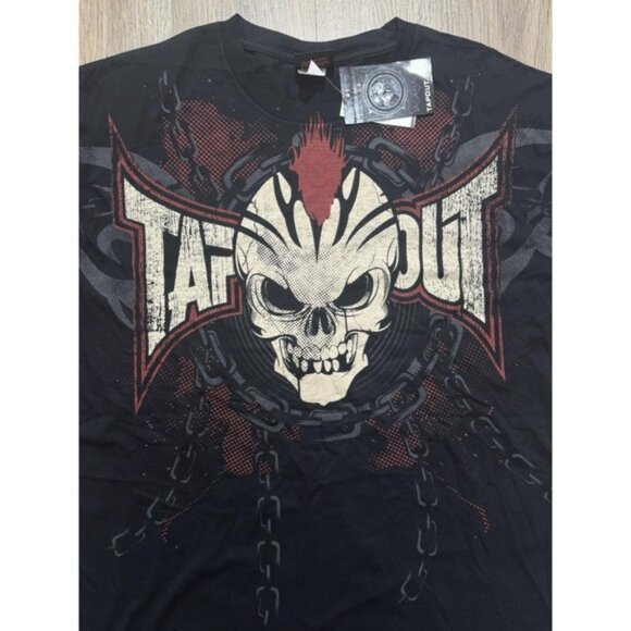 Y2K Tapout Skull Chains Logo Black T Shirt Size L - Picture 4 of 8